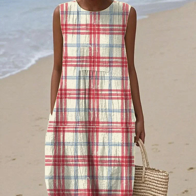 Sleeveless Casual Printed Temperament Long Skirt