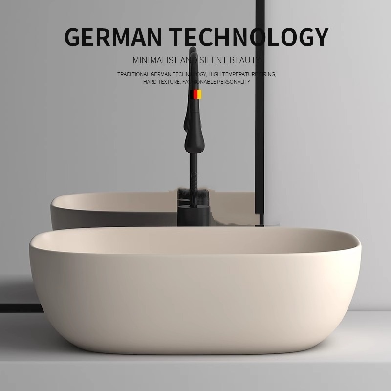 Creative Personalized New Ceramic Countertop Basin In A Matte Cream Finish