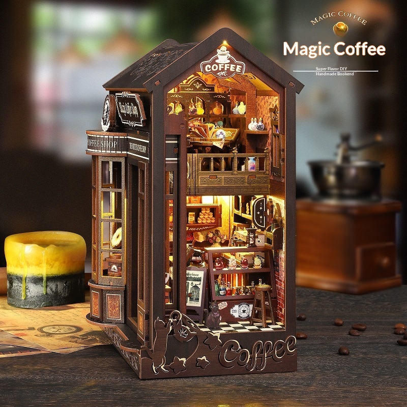 Cottage Magic Coffee Handmade Assembled 3D Book Stand Model Ornament