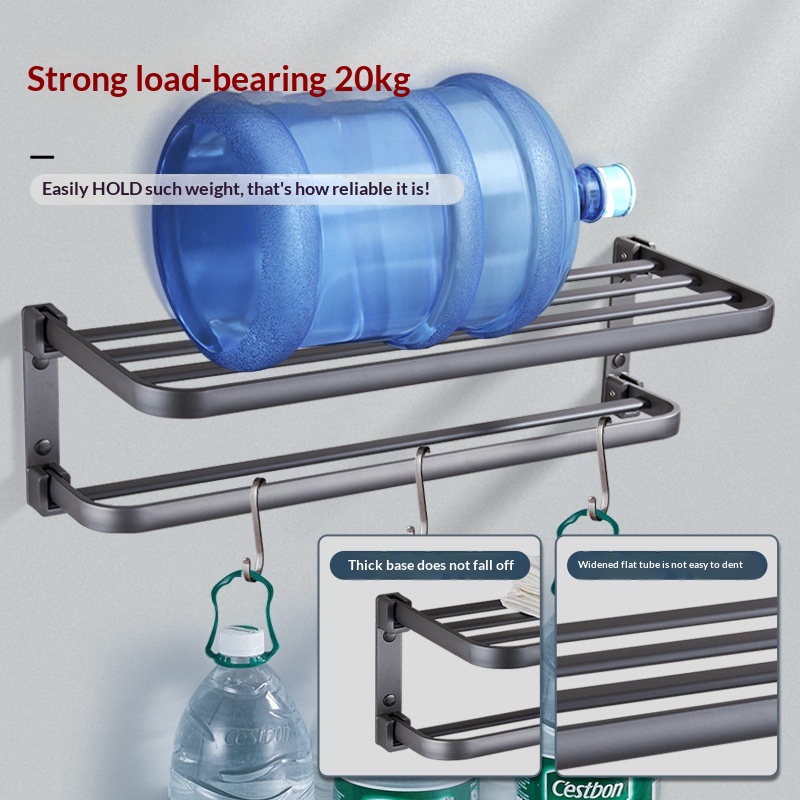 Gun-gray Space Aluminum Bathroom Hardware Bathroom Toilet Shelf