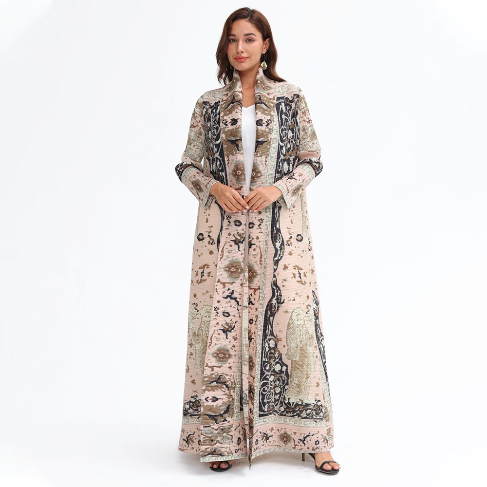 Women's Spring Summer New Arrival Printed Long-Sleeve Loose Pleated Cardigan