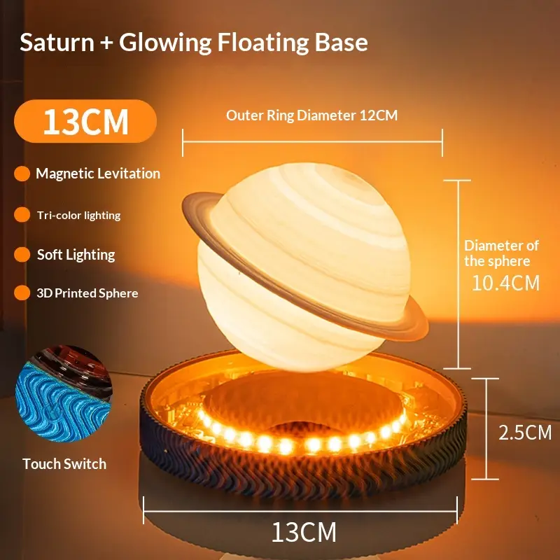 New Magnetic Levitation Moonlight Orb Saturn Night Light Ambiance Decor Piece
