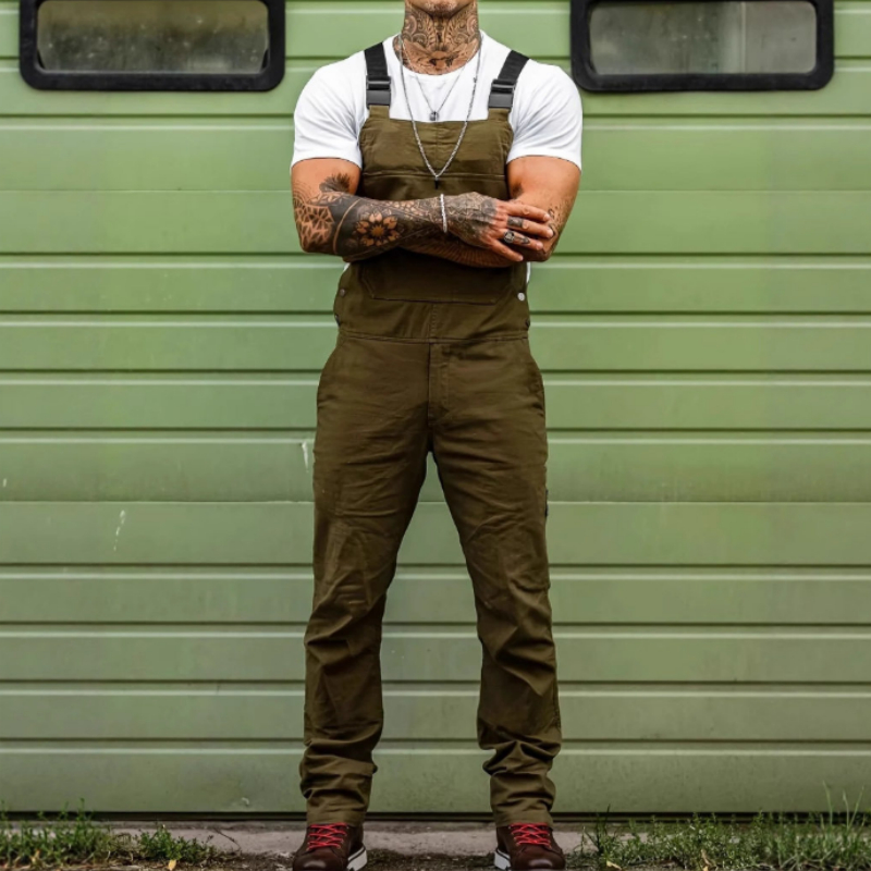 Men's Workwear Jumpsuit Slim Fit Solid Color Overalls