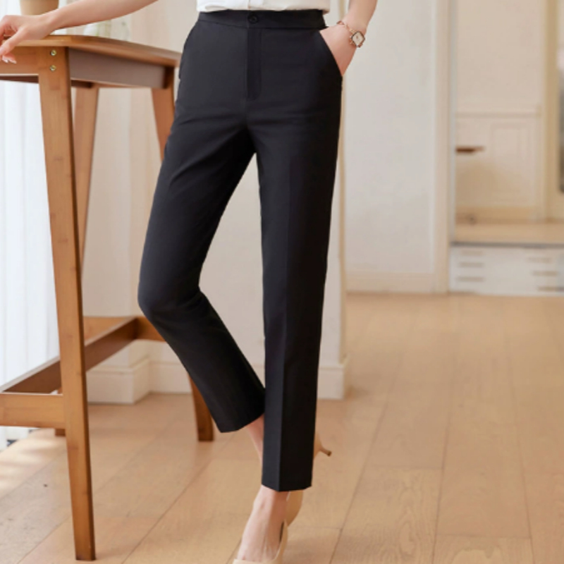 High-waisted Straight-leg Cropped Pants For Petite Figures