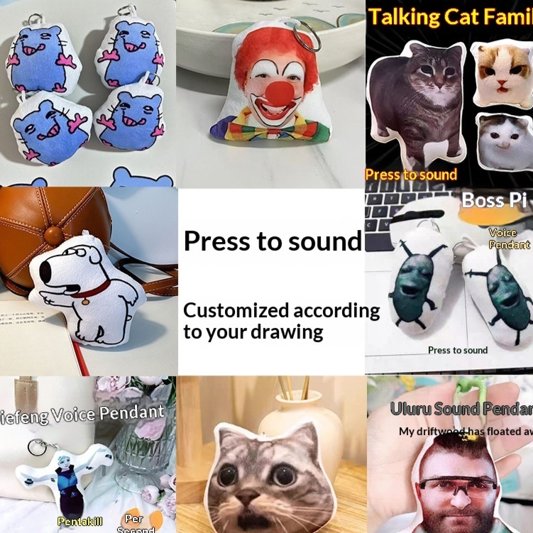 Creative Press-to-sound Plush Pendant Doll With Custom Voice Function Based On Your Design.