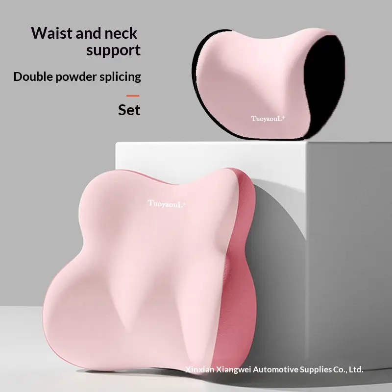 Car Headrest And Lumbar Support Set In Assorted Colors