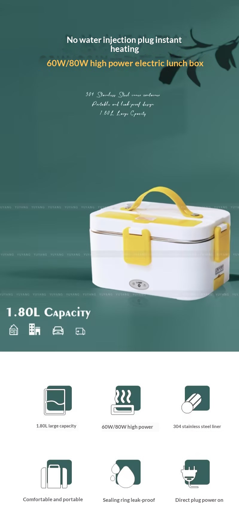 Electric Lunch Box interior stainless steel liner