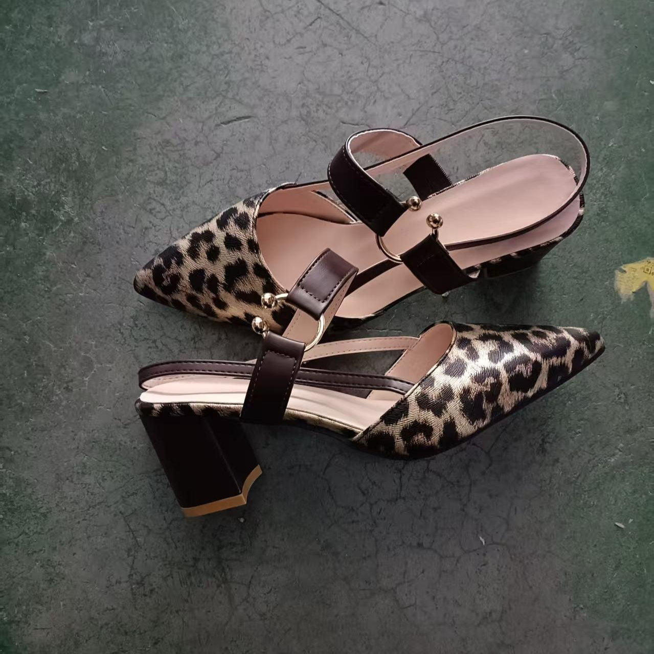 Women's Sandals Summer New Chunky Pointed Toe Hollow High Heel