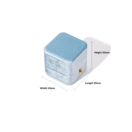 Korean-style Velvet Ring Box With Hidden Buttons Square Shape