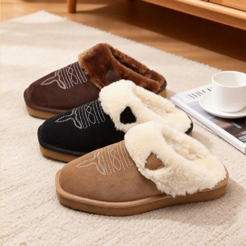 AutumnWinter Warm Cotton And Fur All-in-One Home Slippers