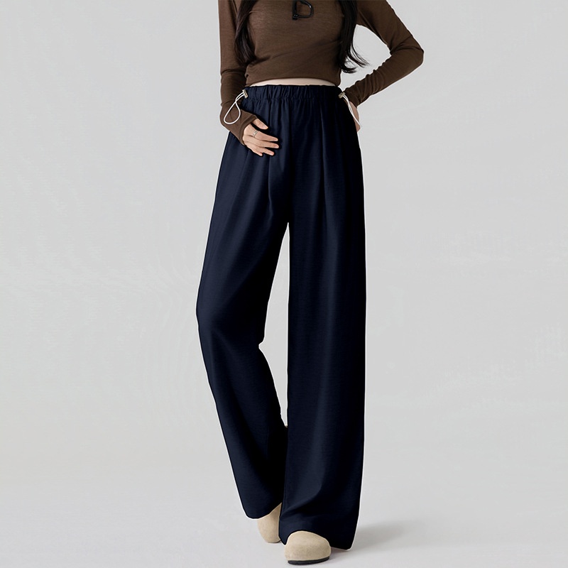 Lightweight Outerwear Belly-Free Lyocell Tencel Linen Drawstring Wide-Leg Pants