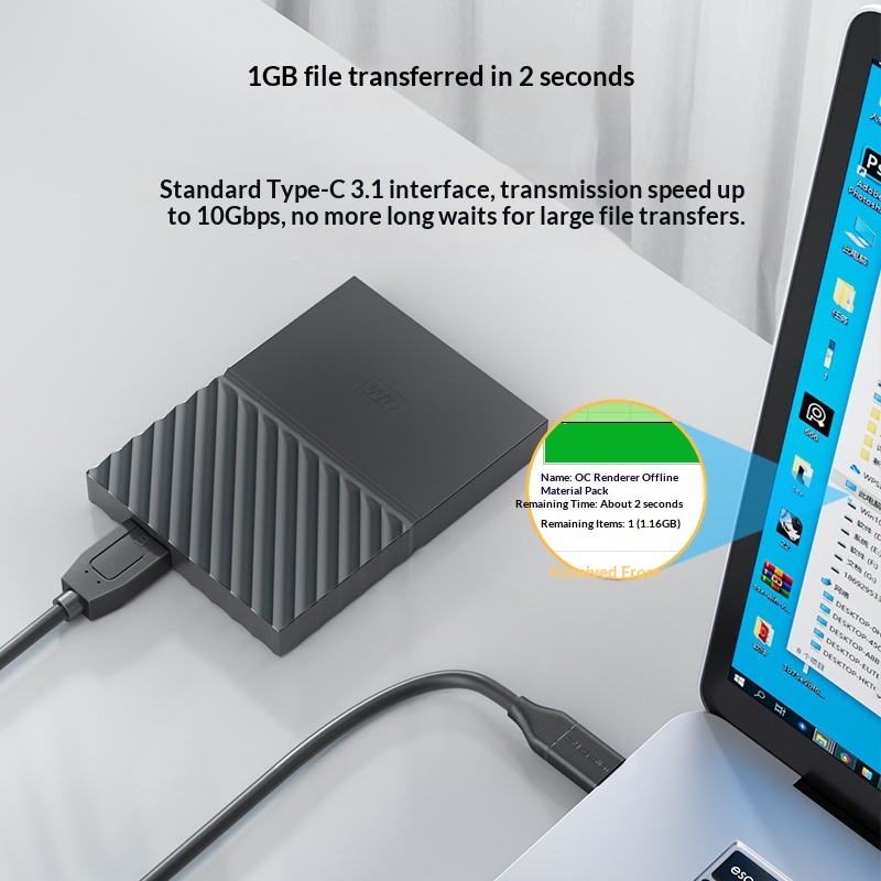 Hard Drive Data Cable USB 31 Type-C To Micro USB