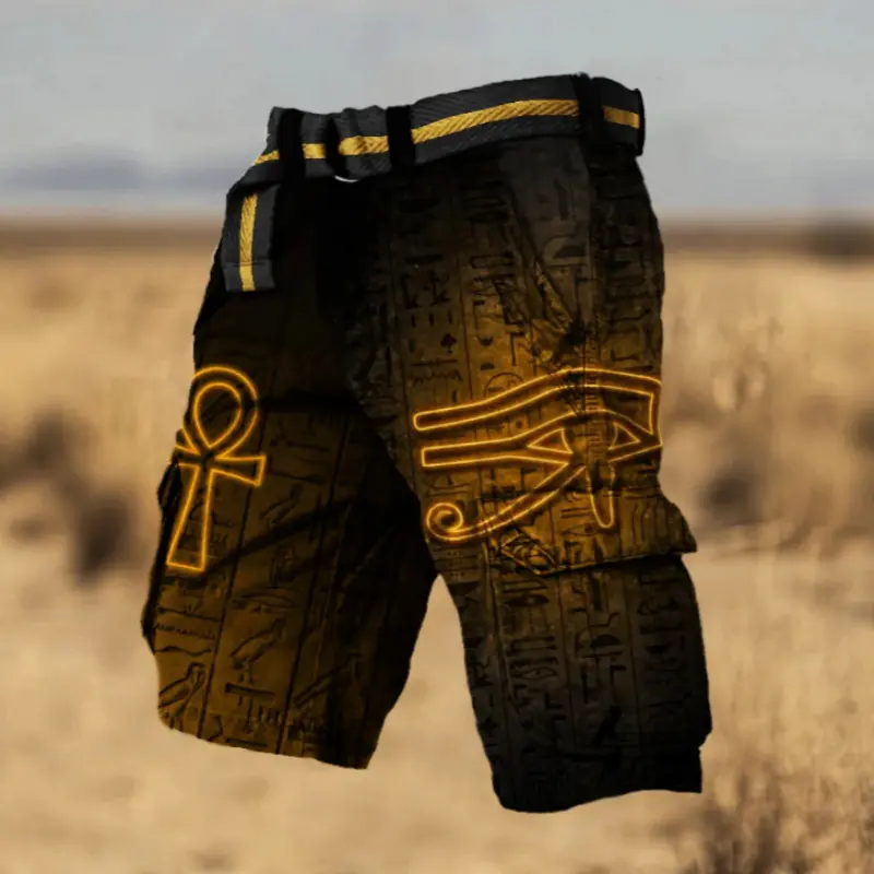 Vintage Egyptian Print Men's Casual Shorts