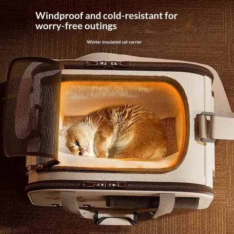 Winter Warm Cat Carrier Portable for Outings