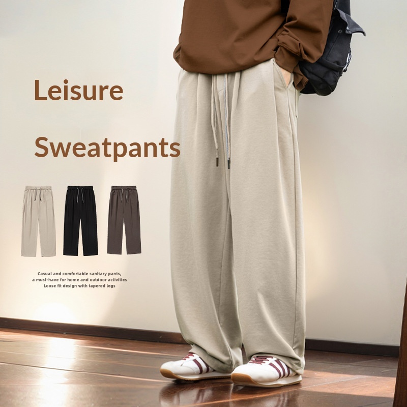 Casual Pants With A Pleated Waistband And Dual Drawstrings