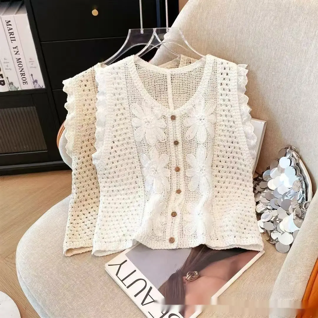 Summer Style Retro Hollow Crochet Vest Womens Top