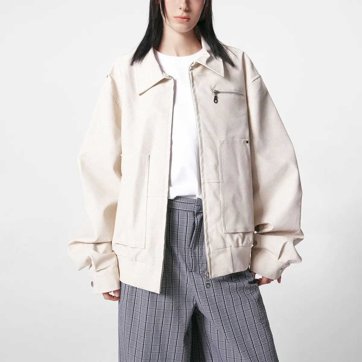 Retro Washed Distressed Leather Loose-Fit Casual All-Match