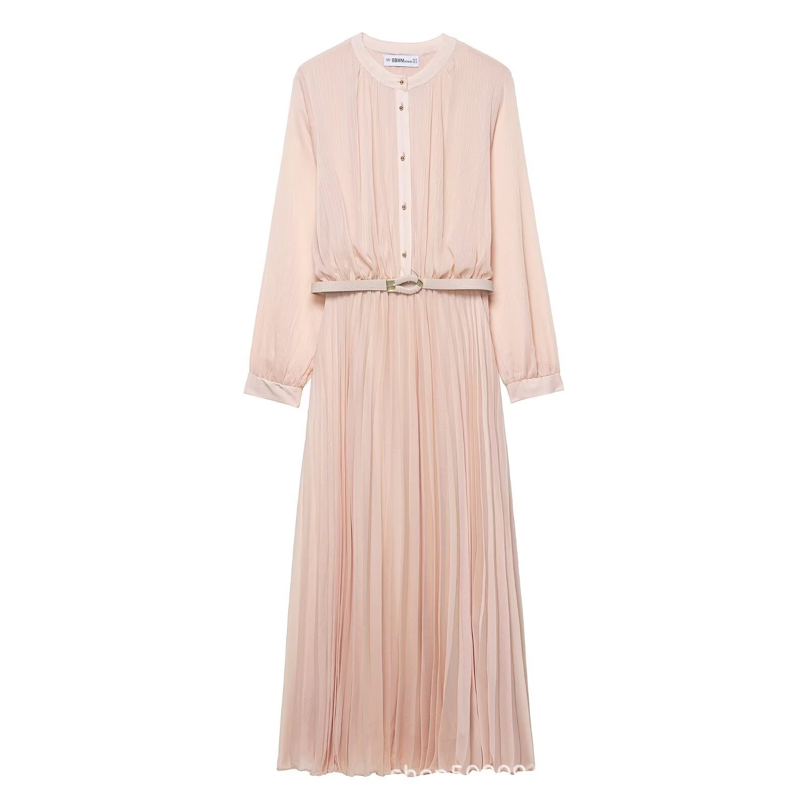 Midi Dress With Belt And Pleats - imagen 1