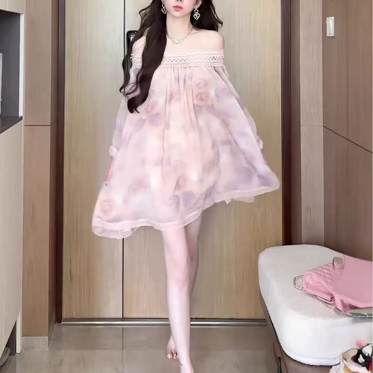 Women's Sexy Cinched Waist Floral Dress