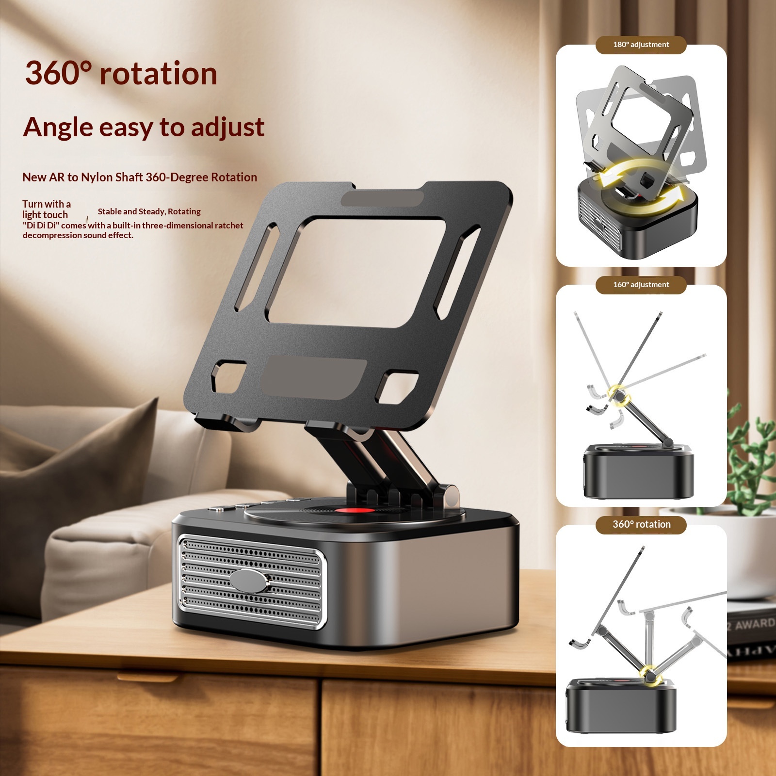 Bluetooth Speaker Rotating Folding Multi-Functional Desktop Tablet Stand