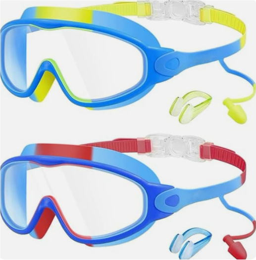 Waterproof Anti-fog Swim Goggles With Integrated Nose And Ear Plugs