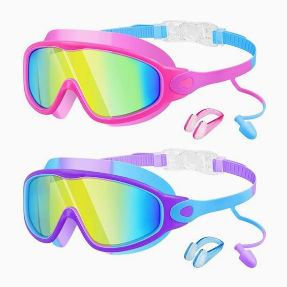 Waterproof Anti-fog Swim Goggles With Integrated Nose And Ear Plugs