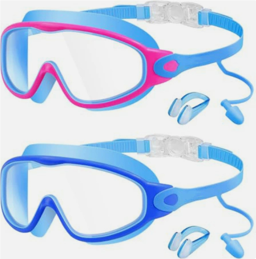 Waterproof Anti-fog Swim Goggles With Integrated Nose And Ear Plugs