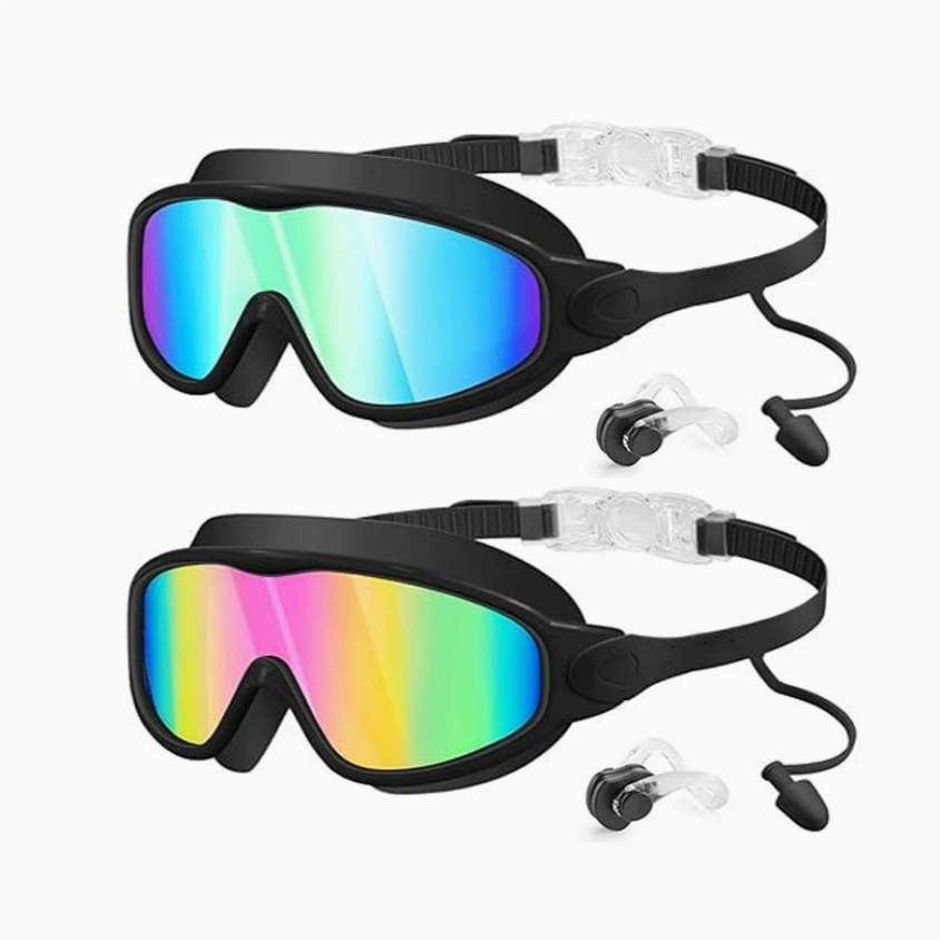 Waterproof Anti-fog Swim Goggles With Integrated Nose And Ear Plugs