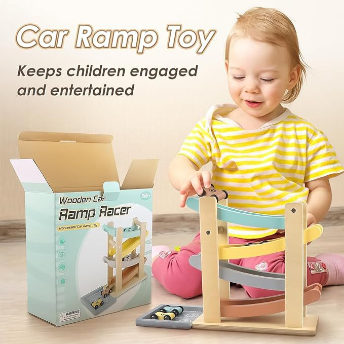 Wooden Inertia Sliding Track Car Educational Toy