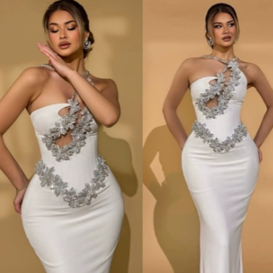 Diamond-embellished Floral One-shoulder Casual Sleeveless Slim-fit Womens Top