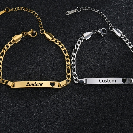 Stainless Steel Children's Bracelet DIY Private Engraved Bracelet