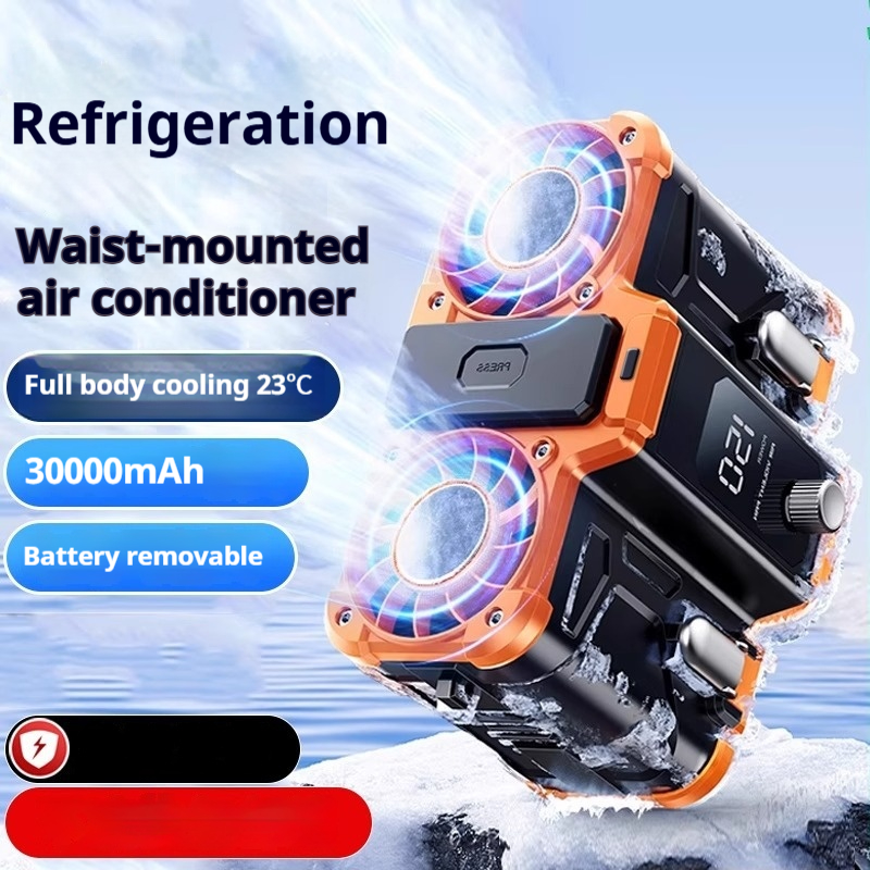 Dual Vent Waist Mounted Fan With Detachable Battery Holder