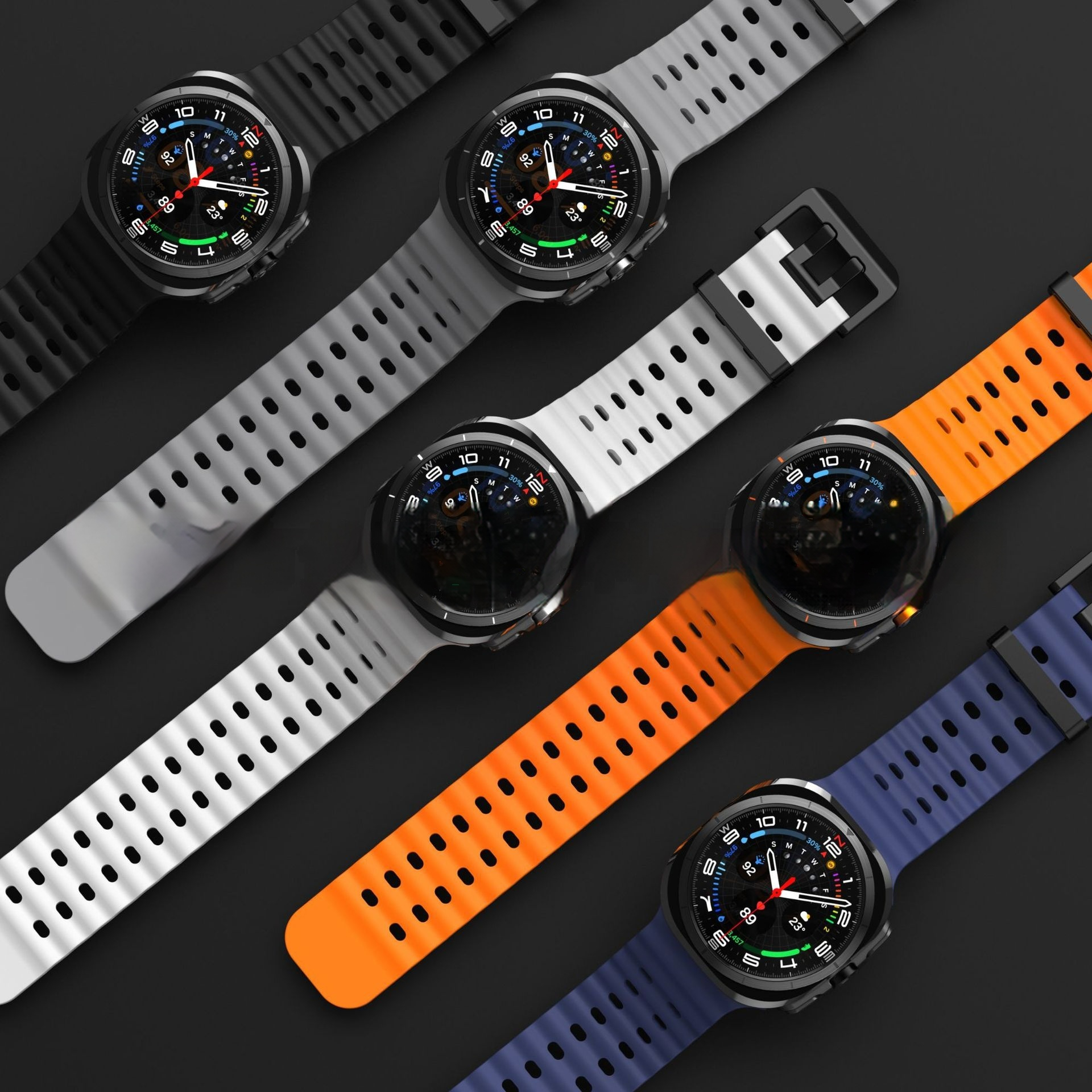 Original-style Dual-clasp Sports Silicone Watch Strap - Image 1