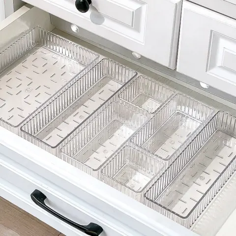 Acrylic Makeup Brush Organizer with Built-in Drawer Dividers