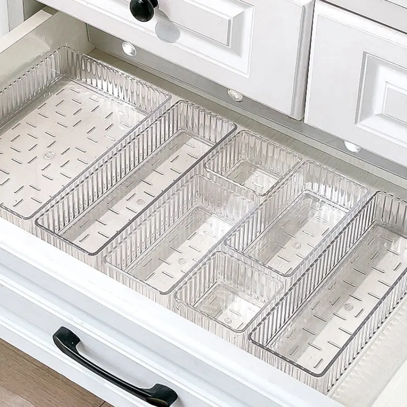 Acrylic Makeup Brush Organizer with Built-in Drawer Dividers