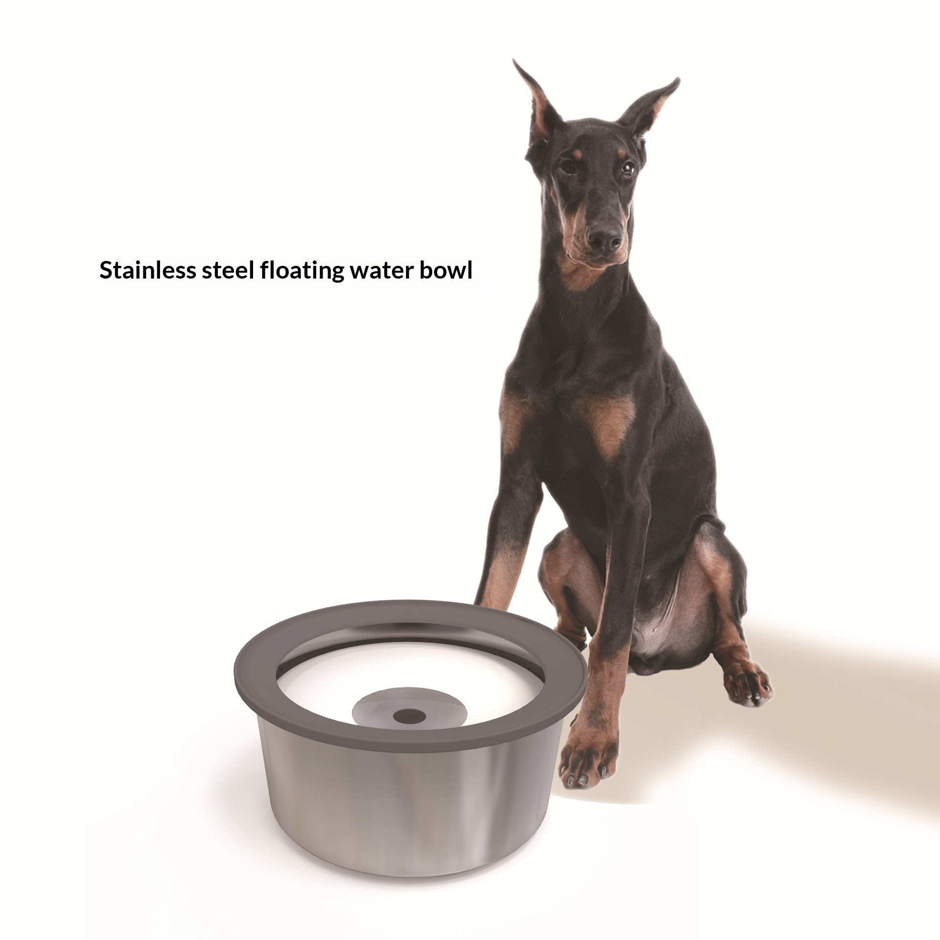 Pet Stainless Steel Water Bowl 2L No-Mess Floating Water Bowl