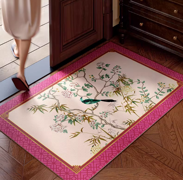 Specifications: Horizontal version, Style: A-100x120cm, Szie:  - Leather Floor Mat For The Front Door Waterproof And Non-slip For Home Use