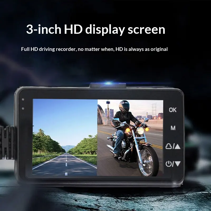 High-Definition 720P Split-Type Waterproof Dual-Lens Motorcycle Dash