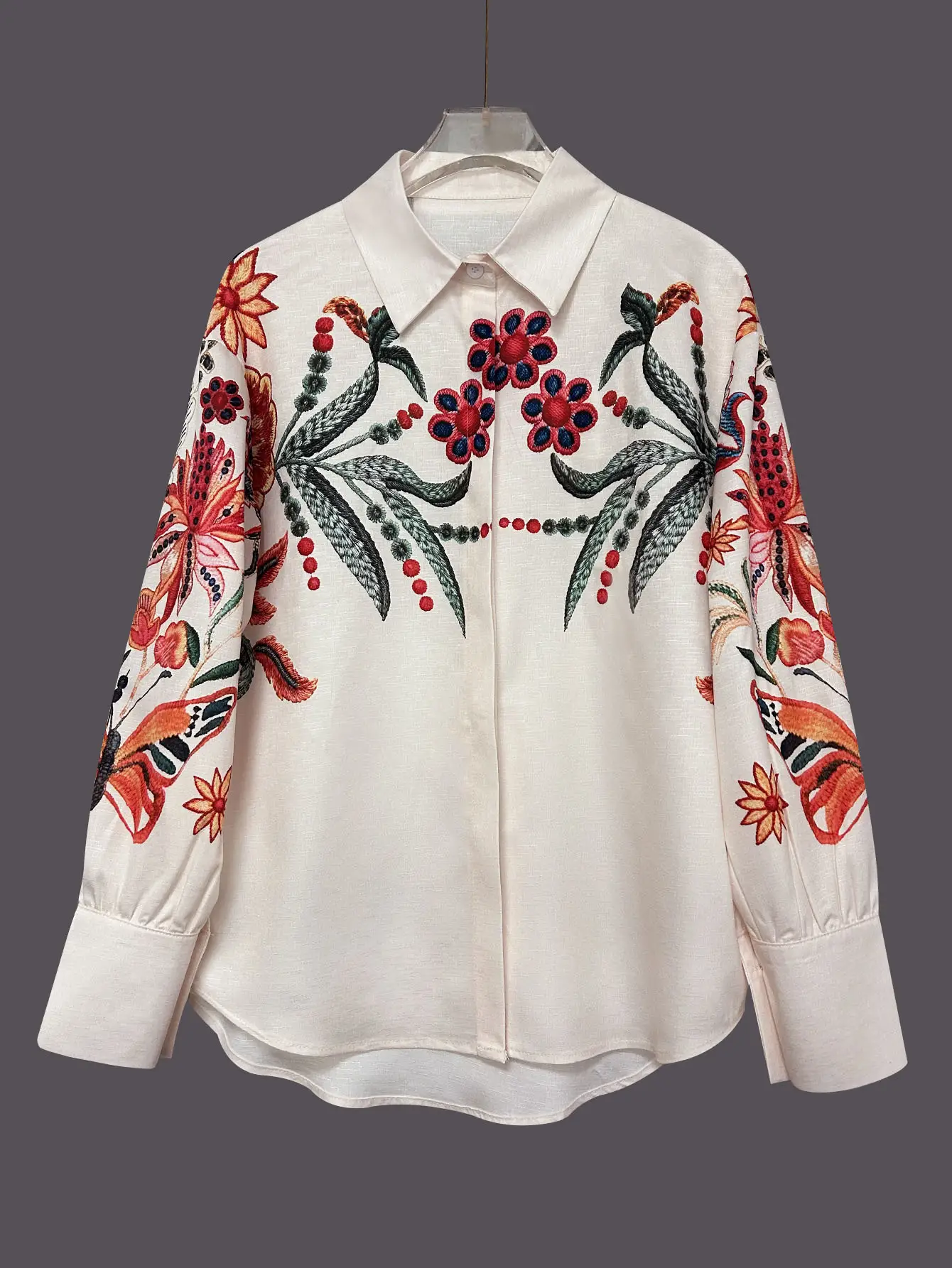 SpringSummer New Loose-Fit Long-Sleeve Digital Print Shirt