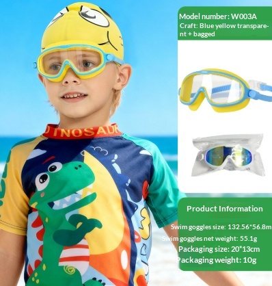 HD Waterproof Anti-fog Plating Swimming Goggles Plain Large Frame