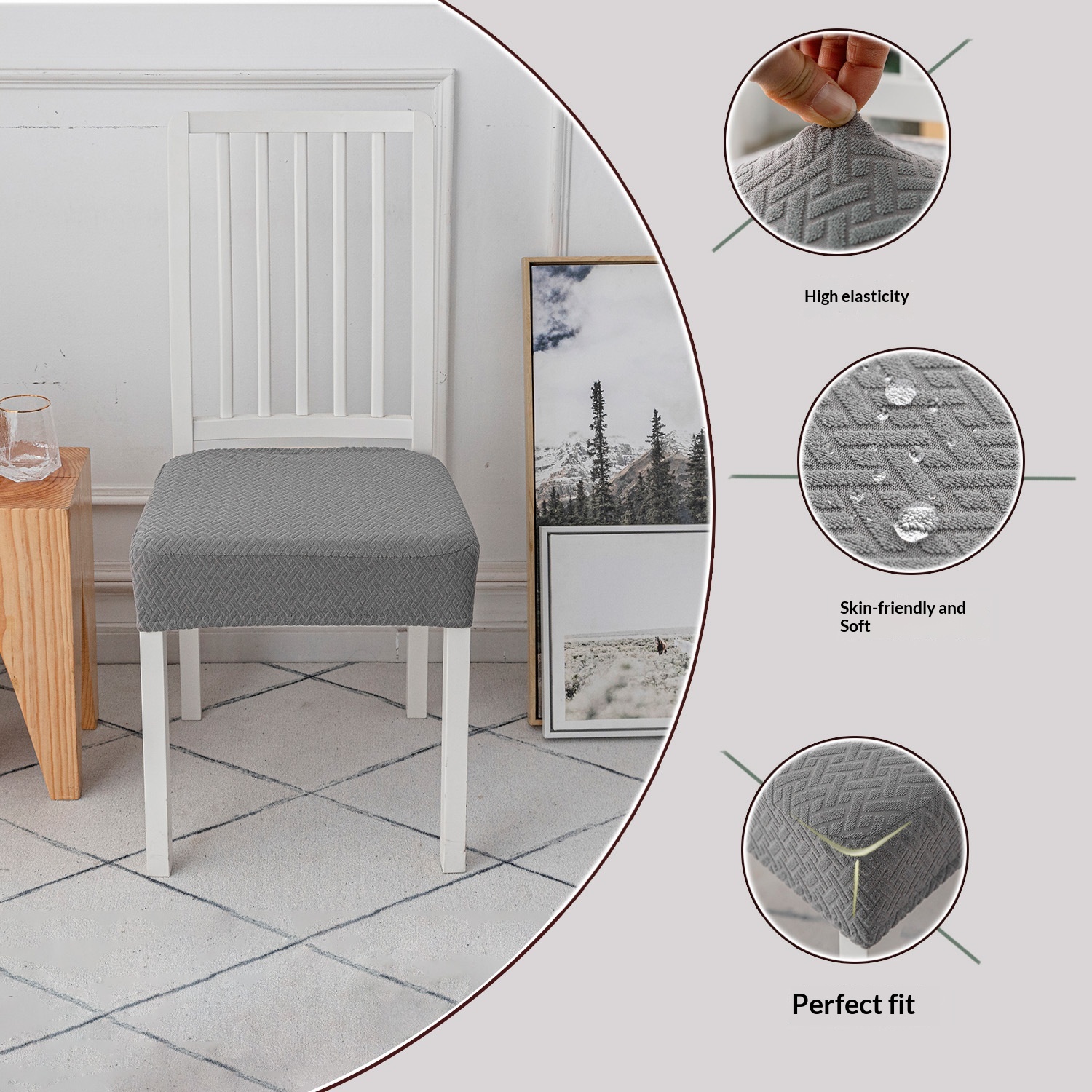 T-shaped Jacquard Waterproof Chair Seat Cover Dining Table Chair Cover Slipcover