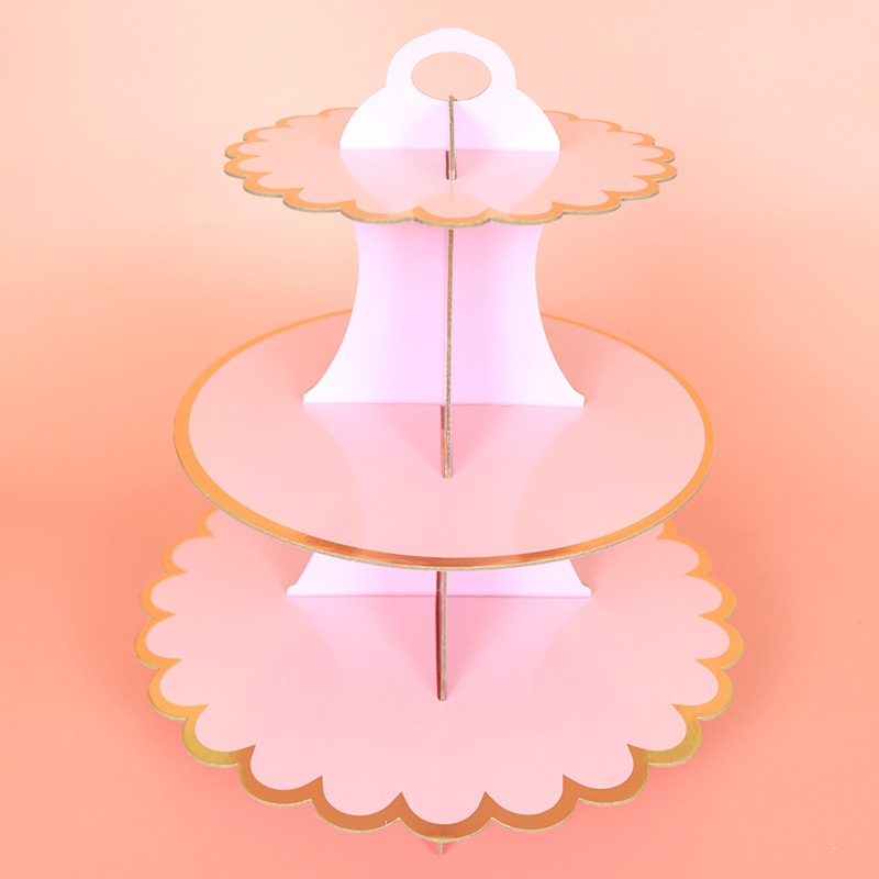 Disposable Three-Tier Gold-Stamped Paper Dessert Table Cake Stand