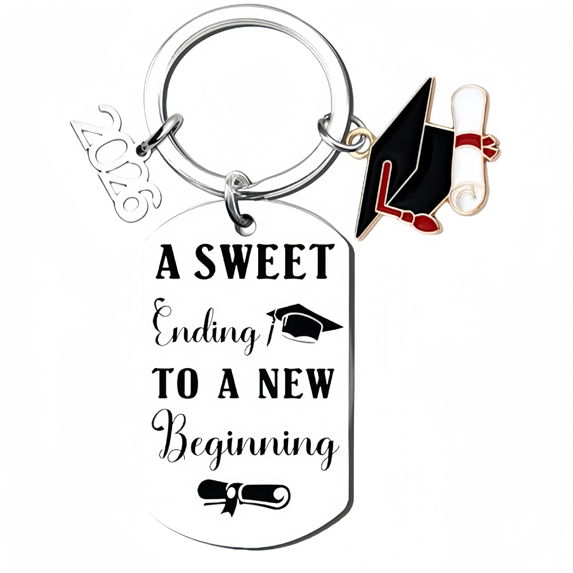 Stainless Steel Keychain With Laser-engraved Graduation Gift Backpack Pendant