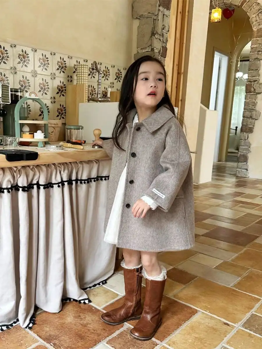 Double-sided Cashmere Wool Girls' Coat