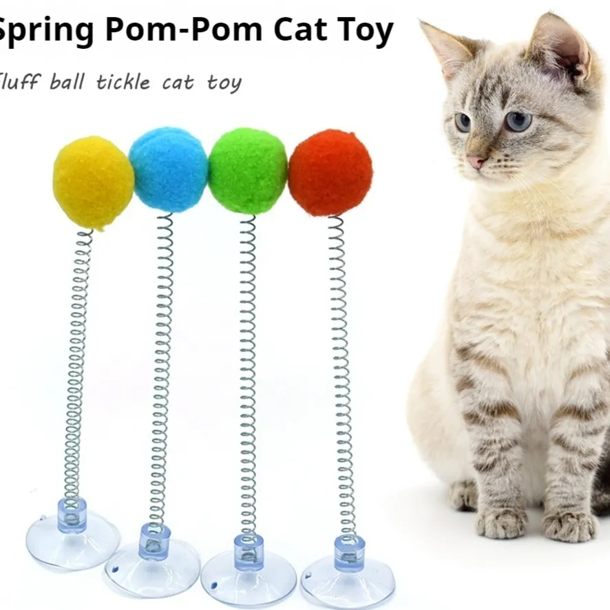 Pet Cat Spring Feather Ball Interactive Teaser
