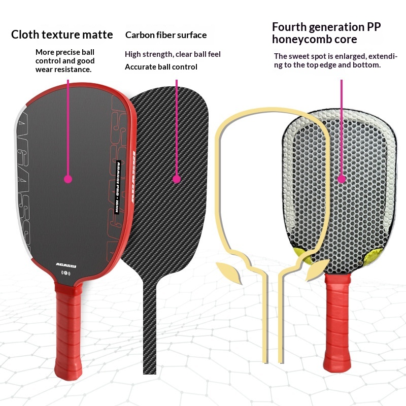 Carbon Fiber Pickleball Paddle Set Hot-Pressed In One Piece