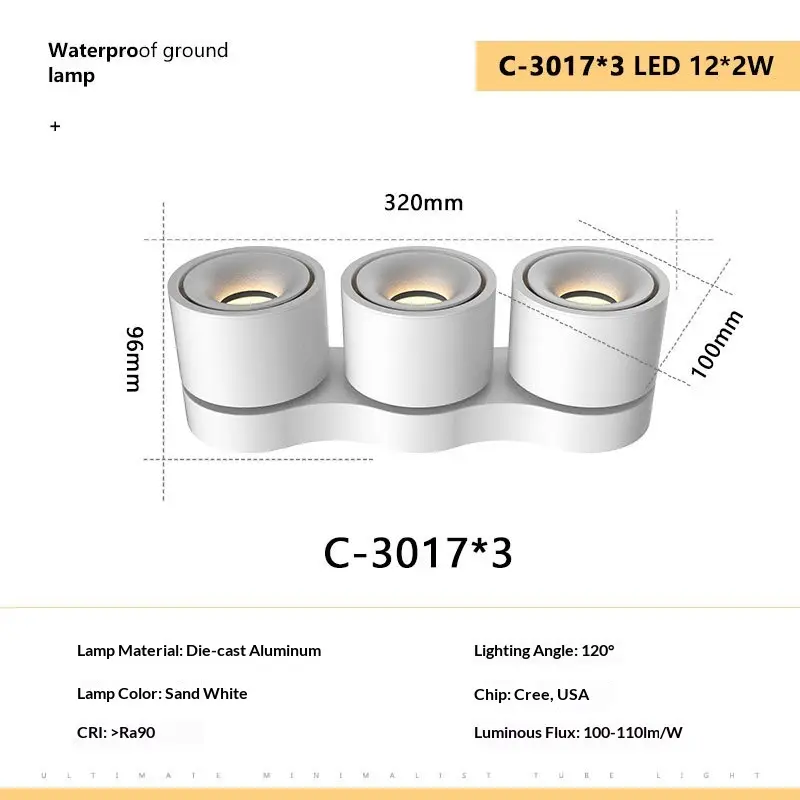 Led Double-headed Ceiling Lamp Spotlight Punch Free