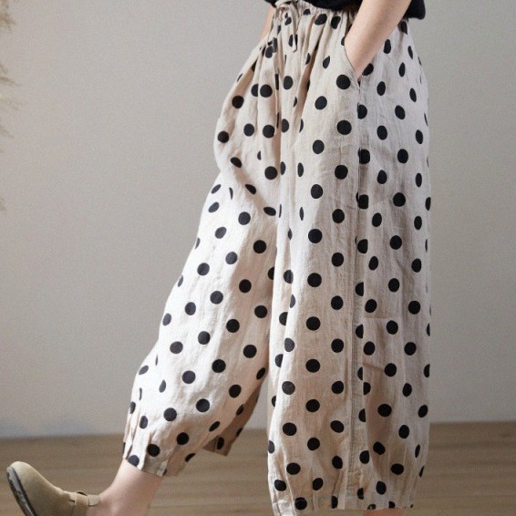 Loose-fitting Plus-size Womens Cotton-linen Harem Pants