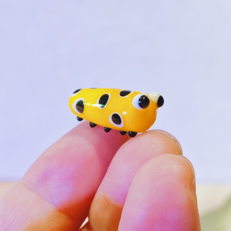 Mini colorful glass caterpillar and silkworm ornament glass