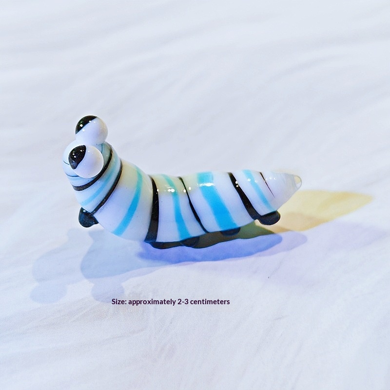 Mini colorful glass caterpillar and silkworm ornament glass
